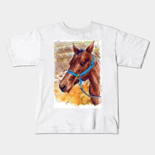 Horse portrait watercolor painting Kids T-Shirt